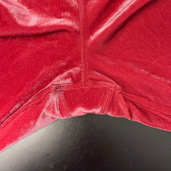 Athleta Elation Velvet Set M Red Velour Y2K Leggings V-Neck Crop Top - Picture 13 of 16